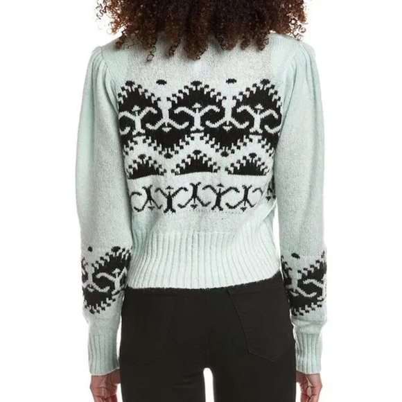 Joostricot LARGE 40'S Wool Cashmere Crewneck sweater mint green black - Picture 1 of 8